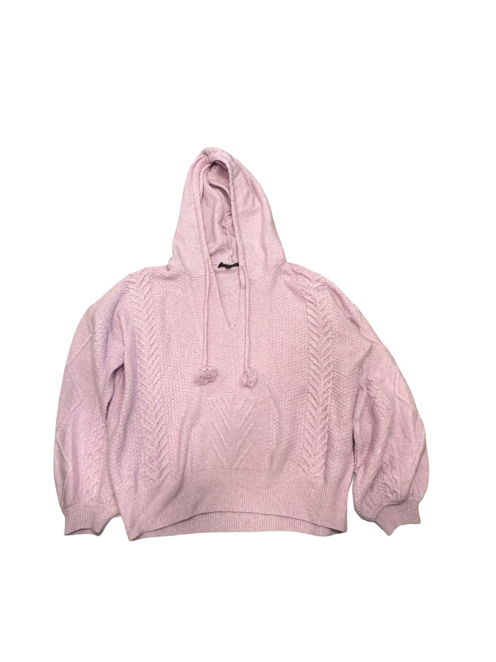 GUC Central Park West Women’s Large Lilac Cable-Knit Hoodie Sweater
